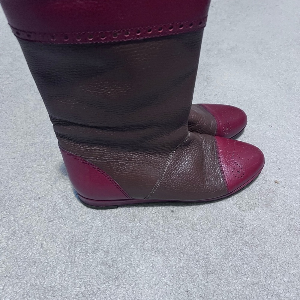 VINTAGE Gucci Brown and Red leather ankle boots - Picture 3 of 3